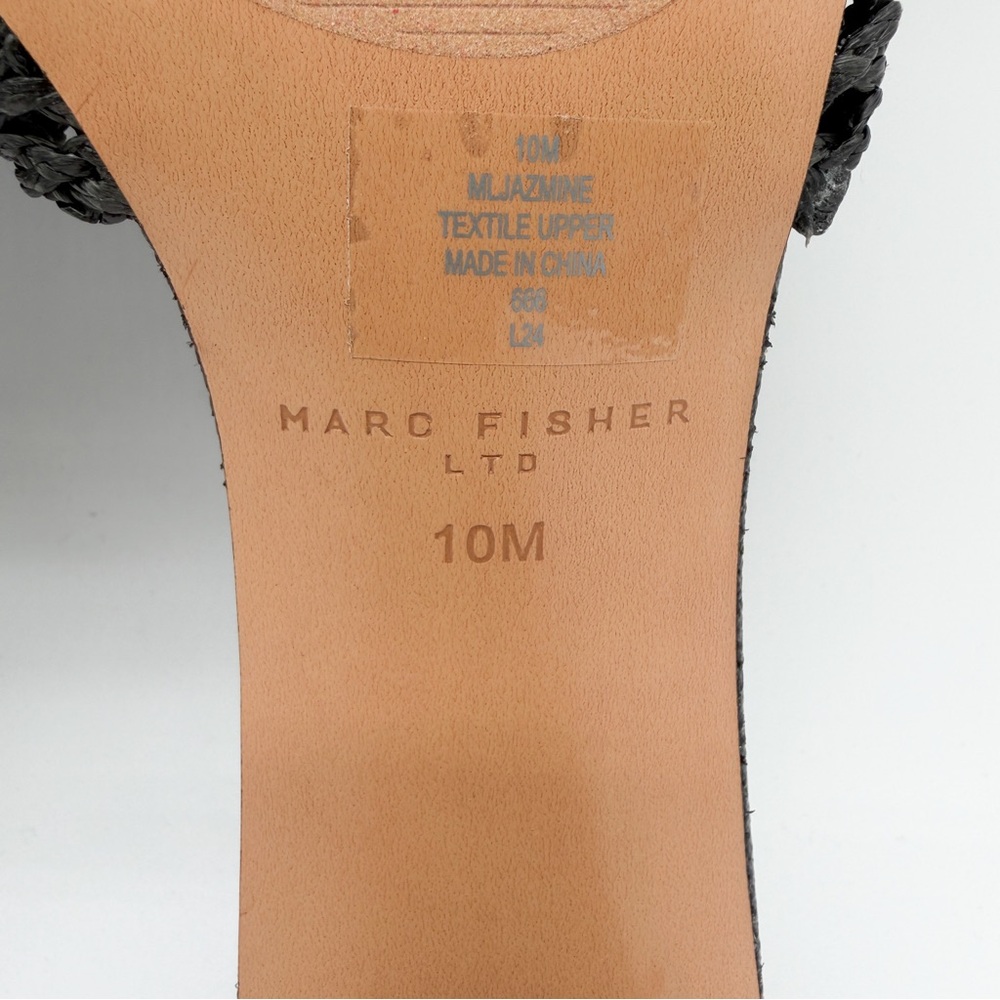 Marc Fisher LTD Jazmine Woven Slide Sandals Block Heel Mule Black 10 NEW - Picture 15 of 16